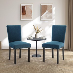Dining Chairs Set of 2 Upholstered Parsons Diner Room Chair Sets Fabric Kitchen Chairs With Nailhead Trim/ Wood Legs and Padded Cusion - 1 of 4