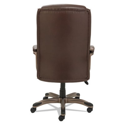 Alera High-Back Swivel Executive Chair with Adjustable Arms in Brown Leather