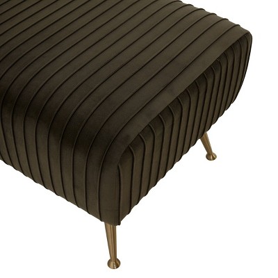 Salome 60'' Black Velvet Transitional Bench with Brass Accents