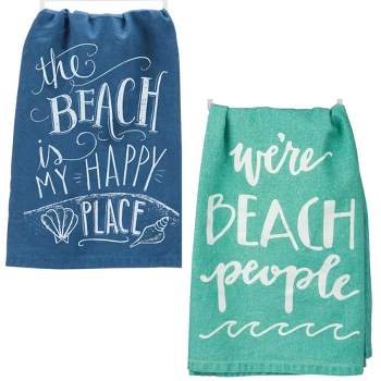 Decorative Towel Beach Kitchen Towels  -  Two Kitchen Towels 27.5 Inches -  Happy Place  -  26130-34520  -  Cotton  -  Multicolored