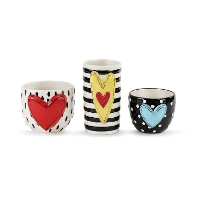 DEMDACO Heart Vases - 3 Assorted 5 x 4 - White