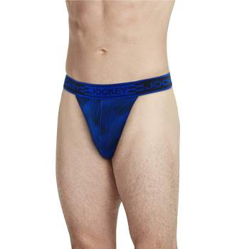 Jockey Mens Elance String Bikini 2 Pack Underwear String Bikinis 100% Cotton  M Tranquil Stripe/soft Sky Blue : Target
