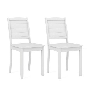 Costway Armless Wood Dining Chair Set of 2 with Rubber Wood Legs Curved Backrest Kitchen White/Black - 1 of 4