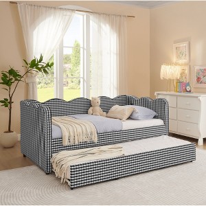 Lycvki Gingham Sofa with Trundle Twin Size Bed No Box Spring Needed - 1 of 4
