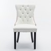 DOMETOUR 2 Pcs High-end Tufted Modern Upholstered Dining Chair PU and Velvet with Wood Legs Nailhead Trim - 3 of 4