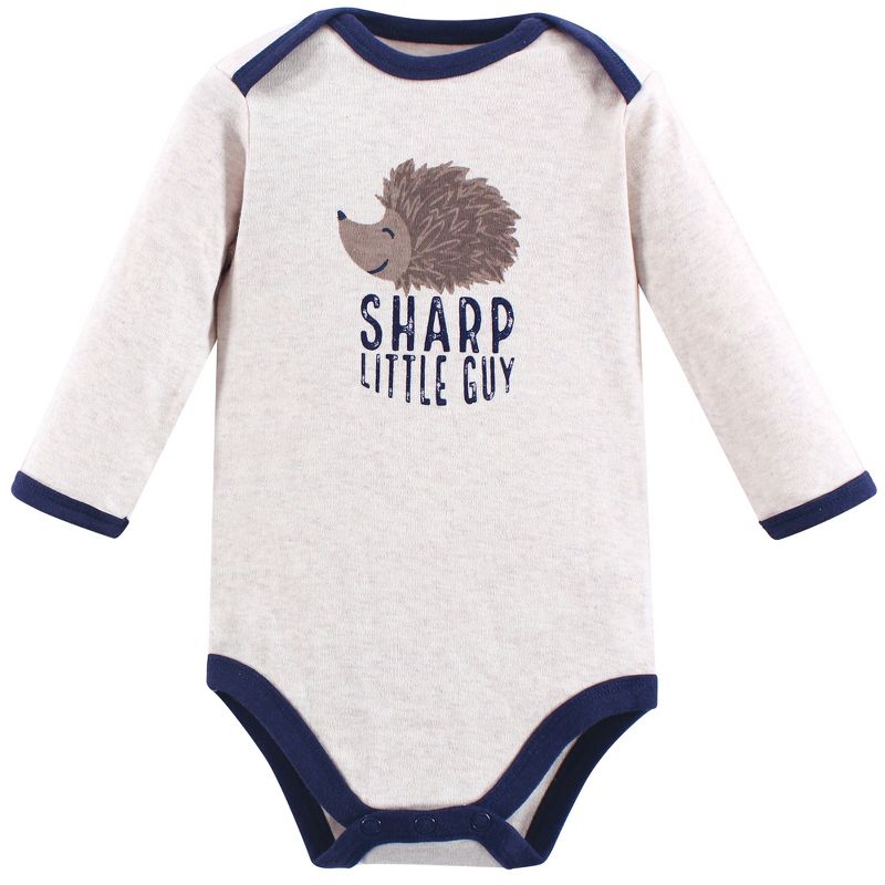 Touched by Nature Baby Boy Organic Cotton Long-Sleeve Bodysuits 3pk, Hedgehog, 5 of 6