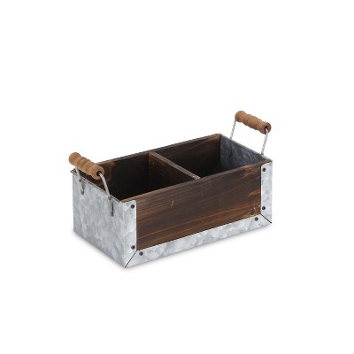 Cheung's Albina Wood & Galvanized Brown Organizer - 2 Slots