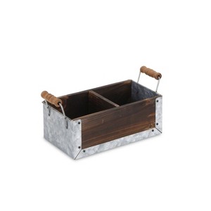Cheung's Albina Wood & Galvanized Brown Organizer - 2 Slots - 1 of 4