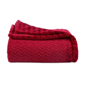 Zig Zag Plush Throw Blanket Crimson - Better Living, Red