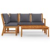 vidaXL Bookshelf Board Dark grey cushions and natural wood Solid acacia wood - 3 of 4