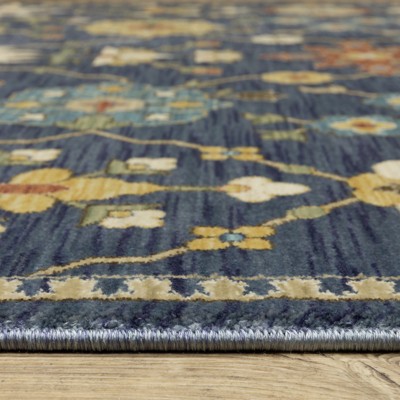 Francesca Blue and Multi Synthetic Oriental Runner Rug 2.3x7.6