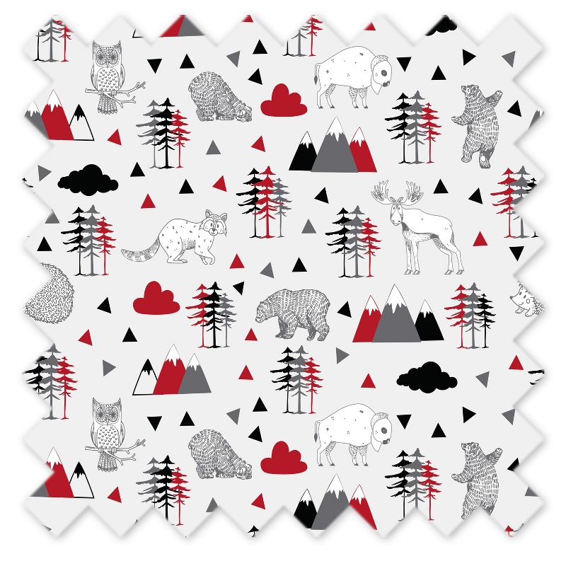 Bacati - Woodland Animals Red Black Gray Printed 100 percent Cotton Universal Baby US Standard Crib or Toddler Bed Fitted Sheet, 5 of 7