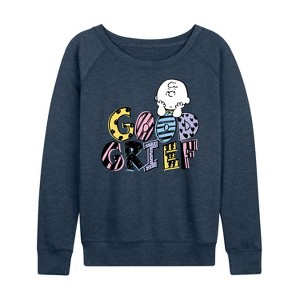 Women's - Peanuts - Good Grief Charlie Brown Lightweight French Terry Wide Neck Long Sleeve Shirt - 1 of 4