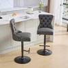 QingMoon Bar Stools, Velvet Barstools Set of 2, Adjustable Swivel Counter Height Chairs with Nailhead Trim and Button Tufted for Kitchen Island - 3 of 4