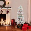 Puleo 4.5' Pre-Lit Flocked Pencil Portland Pine Artificial Christmas Tree Multicolor Lights - image 2 of 3