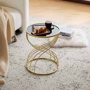 CAVINAS Round Side Table, Modern Coffee Table 19.9" Nightstand with Metal Frame and Wooden Tabletop for Bederoom and Living Room - 1 of 4