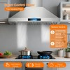 Futhork  36 inch Wall Mount Range Hood, 1100 CFM with 4-Speed Gesture Sensing & Touch Control, Stainless Steel Kitchen Stove Vent Hoods - 4 of 4