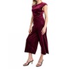 Women's Claudine Round Neck Waist Pleats Velvet Jumpsuit - Nyland - 2 of 3
