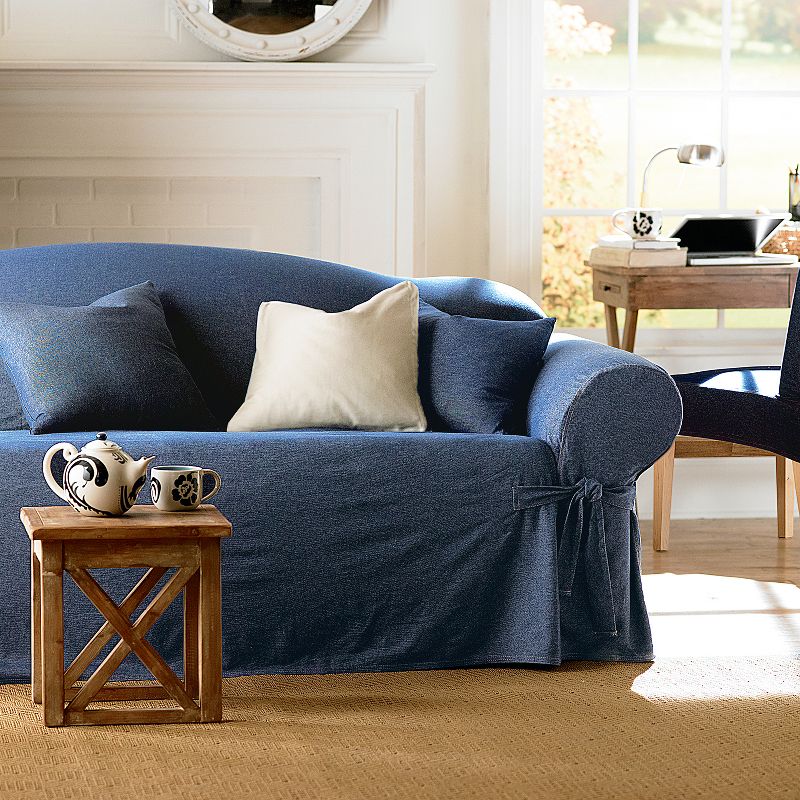 Authentic Denim Sofa Slipcover Indigo - Sure Fit, 4 of 8