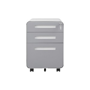 INFURNIC Decorative Storage Cabinet 3 Drawer Mobile File Cabinet with Lock for Office or Home Use, White and Gray, 21"*18"*24" - 1 of 4