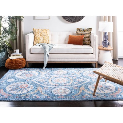 Handmade Saffron Blue & Cream Flatweave Wool-Cotton Blend Rug - 3' x 5'