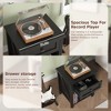Night Stand, Nightstand with Charging Station, Record Player Stand, Vinyl Record Storage, End Table - 4 of 4