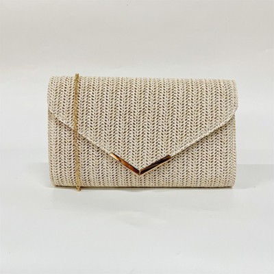 FATMOON Straw Clutch Purses Women Summer Straw Beach Bag Trendy Envelope Evening Clutch Handbags for Formal Party Wedding