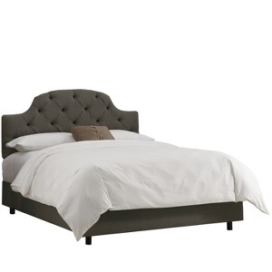 California King Upholstered Curved Tufted Bed Linen Charcoal - Skyline Furniture, Linen Grey