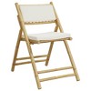 vidaXL 6 Piece Folding Bistro Chairs with Cushions - Bamboo, Cream White, Patio/Garden Furniture - 3 of 4
