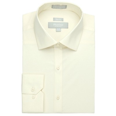 Marquis Men's Ivory Off White Long Sleeve Slim Fit Spandex Dress Shirt Size  - Medium : Target