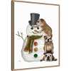 Amanti Art 23"x28" Christmas Bulldogs Building Snowman Fab Funky Framed Canvas Wall Art - 2 of 4