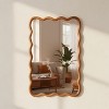 Spassway 24"W*36"H Brown Asymmetrical Rectangle Wall Mirror Modern Irregular Wood Frame Wall Mounted Vanity Mirror Decorative for Bedroom Bathroom - 2 of 4