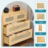 Natural Rattan Buffet Sideboard Cabinet 4 Drawer Dresser Boho Chest of Drawers with Golden Handles Wood Storage Cabinet Oak or Black - 4 of 4