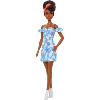 Barbie Fashionistas Doll #185 - Off-shoulder Bleached Denim Dress : Target