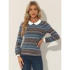 INSPIRE CHIC Women's Peter Pan Collar Contrast Puff Sleeve Plaid Blouse - 3 of 4