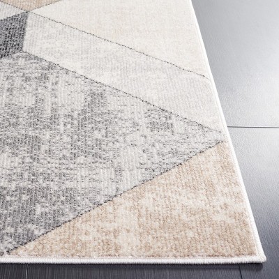 Phoenix Light Grey Beige Charcoal Geometric Area Rug 6'7"x6'7"