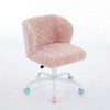 Anybear Adjustable Swivel Office Chair, Artificial Rabbit Hair Home Office Chair With Metal Base, Pink - 3 of 4