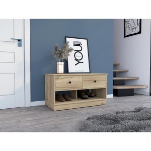 APRILSOUL Tulip Storage Bench with Two Drawers and Two Shelves, Bedroom or Entryway Furniture - 1 of 4