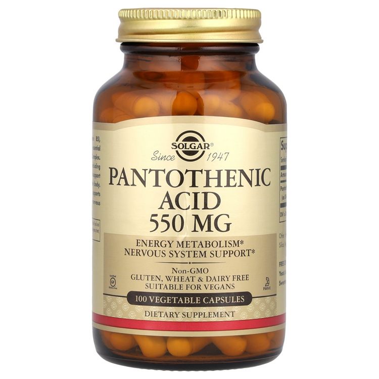 Solgar Pantothenic Acid, 550 mg, 100 Vegetable Capsules, 1 of 4