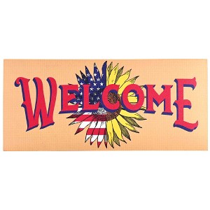 Dicksons Magnolia Garden Welcome Patriotic Sunflower Red White Blue Yellow 22 x 10 Rubber Outdoor Doormat Insert - 1 of 1
