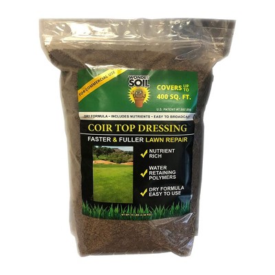 Wonder Soil Nutrient Rich Coco Coir Top Dressing for Lawn Repair, Garden Nutrition, and Pet Spots, Aids Water Retention, 10 Pounds Covers 400 Sq Ft.