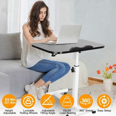 KTMBDW Small Standing Desk Adjustable Height, Mobile Stand Up Desk with Wheels, 23.6 Inch Portable Rolling Desks for Walking Pad Treadmill
