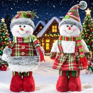 13" H Christmas Snowman Family with Red Knitted Scarf and Hat Christmas Decor, Christmas Family Snowman Figurines Ornaments Tabletop Decorations - 1 of 4