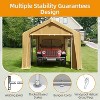 PE+ Steel Frame Carport Canopy, 10x20/12x20/13x20 FT Portable Garage with 4 Doors & 4 Windows, Waterproof Shelter in Gray/Khaki/White/Green - 4 of 4