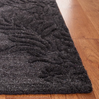 Black Wool Handmade Tufted Square Area Rug 6'x6'