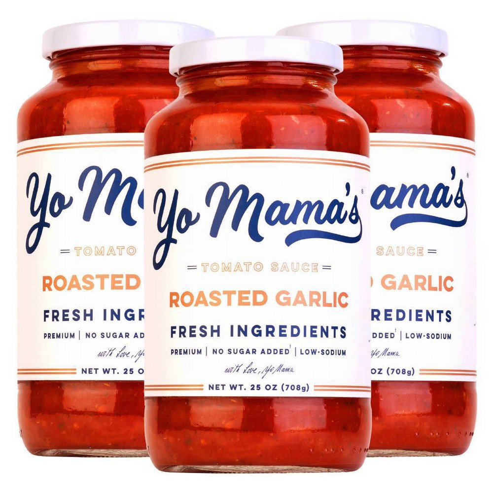 Yo Mama's Foods Low-Sodium & Low-Carb Keto Roasted Garlic Pasta Sauce 3pk / 25oz