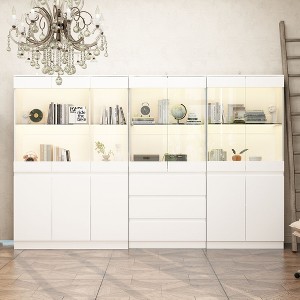 Famapy Modular Kitchen Pantry Cabinet with Light & Glass Doors - 1 of 4