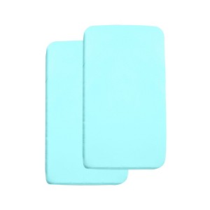 BreathableBaby All-in-One Fitted Sheet & Waterproof Cover, For 36" x 18" Cradle Mattress (2-Pack), Aqua - 1 of 4
