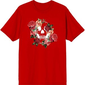 Natural World Skull & Roses Crew Neck Short Sleeve Adult T-shirt - 1 of 2