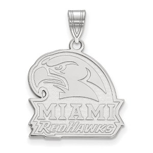 Black Bow Jewelry 10k White Gold Miami Redhawks NCAA Large Pendant - 1 of 3
